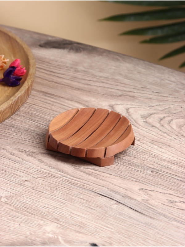 Мыльница, дерево Джати, 10х10х2 см, цв. коричневый