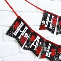 Гирлянда на ленте на Хэллоуин &laquo;Happy Halloween&raquo;, розы, дллина 250 см.