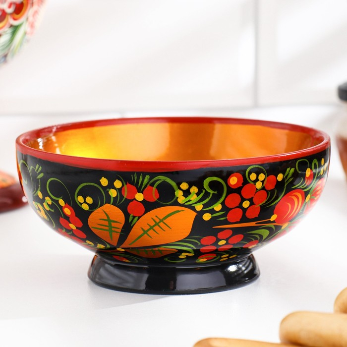 Салатник, средний, 14&times;7,5 см, хохлома