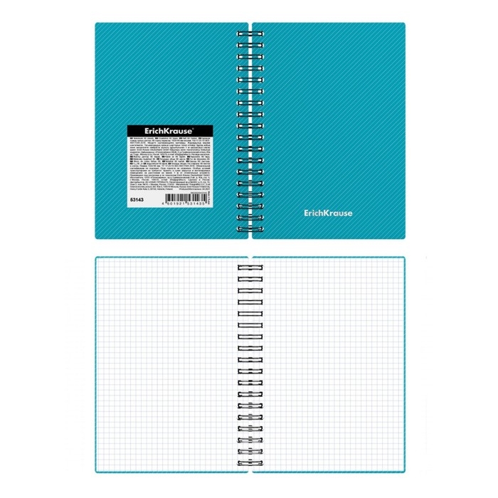 Тетрадь А6 на спирали, 80 листов в клетку, ErichKrause Glance Vivid, пластиковая обложка, МИКС