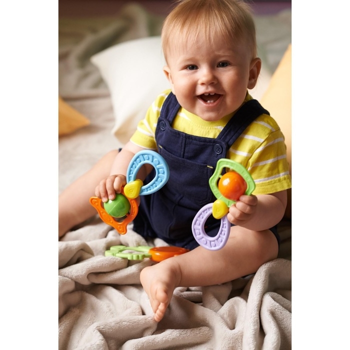 Погремушка - прорезыватель &laquo;Планеты&raquo;, эластичная ручка, виды и цвет МИКС