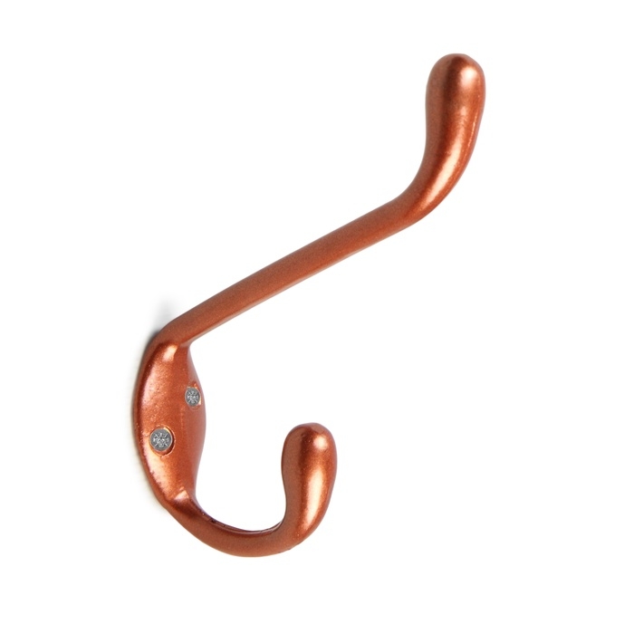 Крючок мебельный ТУНДРА TKD033, двухрожковый, медь