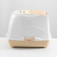 Туалет-домик для кошек закрытый с дверцей 50*38*37 см, бежево-белый Туалет-домик для кошек закрытый с дверцей 50*38*37 см, бежево-белый