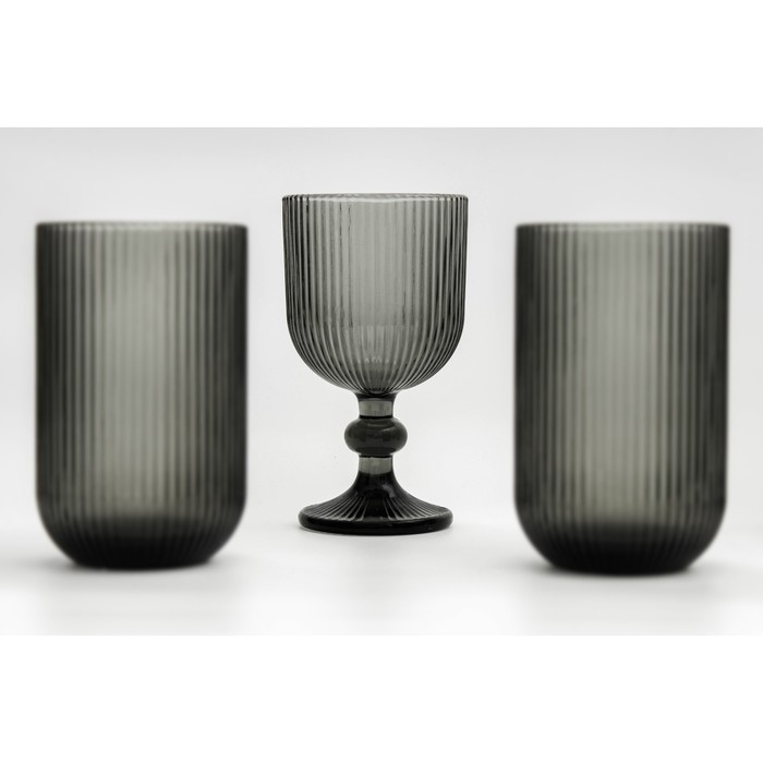 Бокал для вина стеклянный Magistro &laquo;Грани&raquo;, 250 мл, 8&times;14,5 см, цвет графит