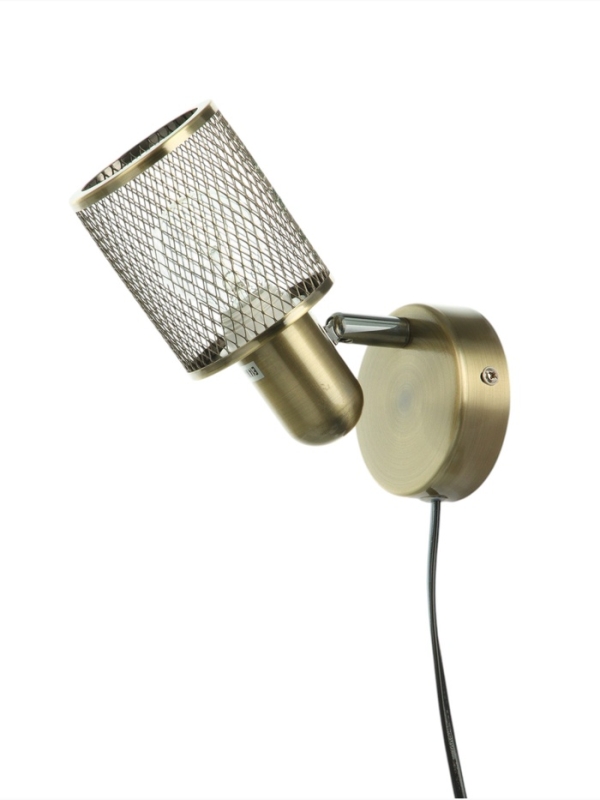 Бра с проводом "Селден" 1хЕ27 40Вт бронза 14х8х12 см