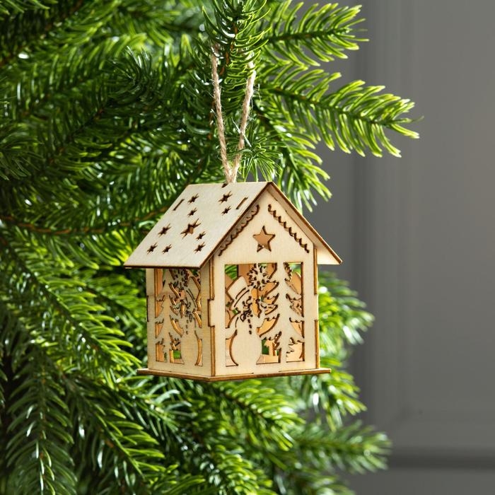 Ёлочная игрушка &laquo;Домик со снеговиком&raquo;, от батареек, свечение тёплое белое