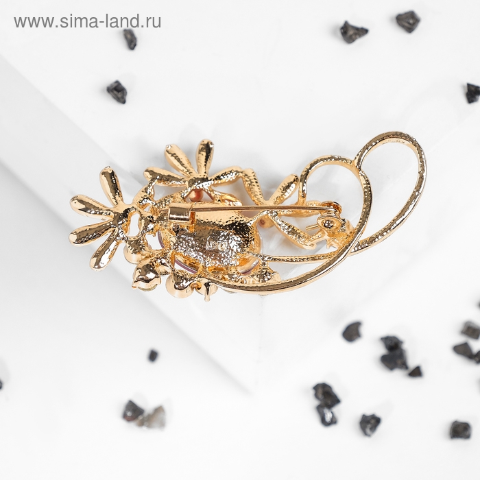 Брошь &laquo;Императрица&raquo; лакшери, цвет красно-белый в золоте