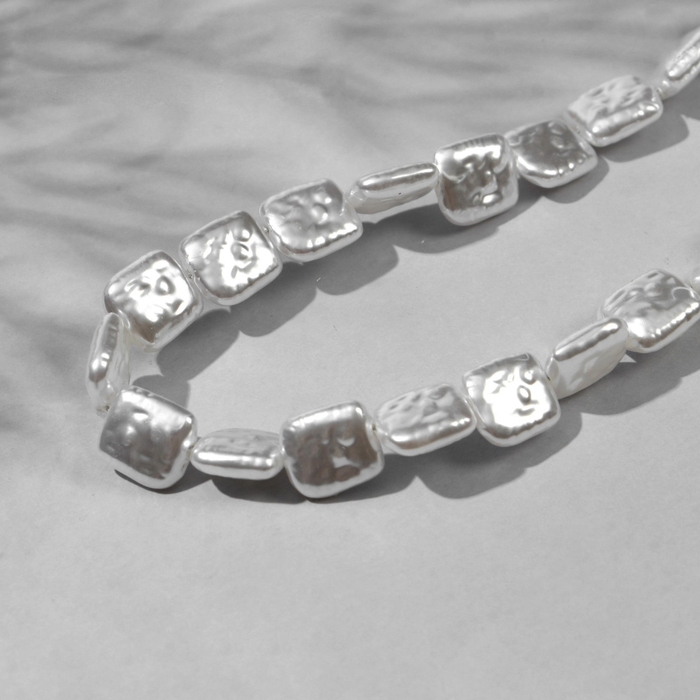 Бусины пластиковые на нити &laquo;Жемчуг&raquo; прямоугольник 1,1&times;1&times;0,5 см, (набор 110 шт.), цвет белый