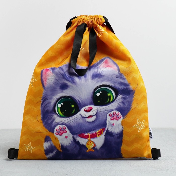 Мешок для обуви &laquo;Малыш котёнок&raquo; два вида ручек, 30 х 40 см