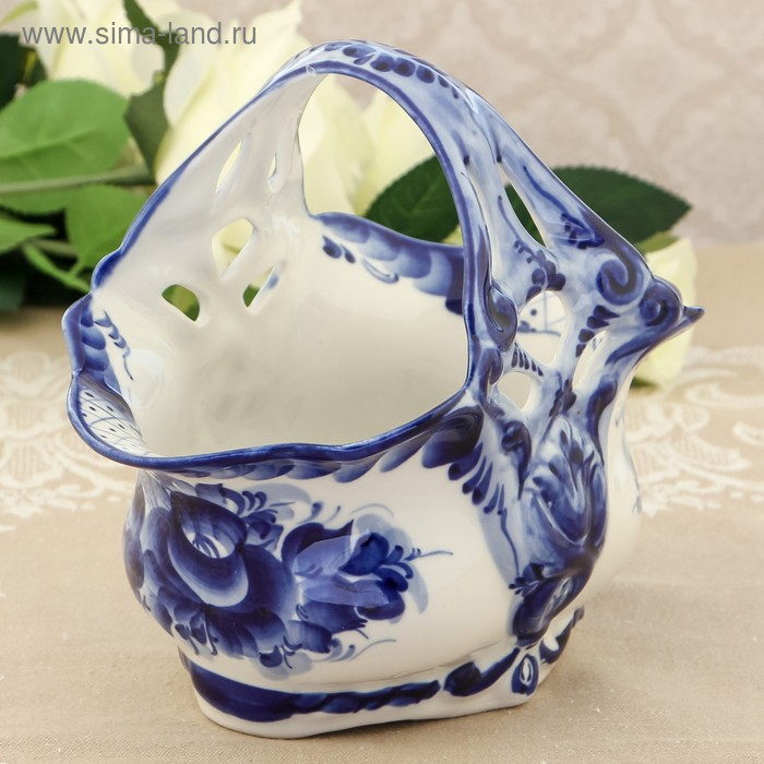 Конфетница &laquo;Весна&raquo;, 21&times;13&times;18 см, гжель