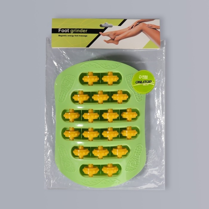 Массажёр для ног, с шипами, 26 &times; 18 &times; 5 см, цвет зелёный/оранжевый