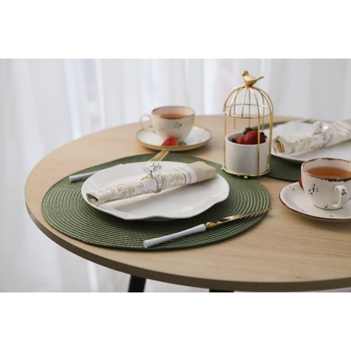 Салфетка сервировочная на стол Доляна &laquo;Лофт&raquo;, d=38 см, зелёная