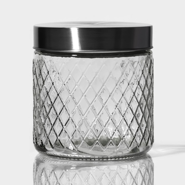 Банка стеклянная для хранения сыпучих продуктов &laquo;Премиум&raquo;, 850 мл, 11&times;12 см, с металлической крышкой