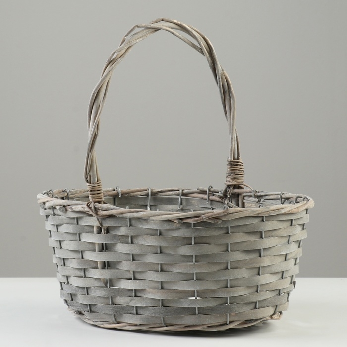 Набор корзин плетеных, 39х30х15х37 см, 33х25х13,5х32 см, 27х20х12х27 см, 3 шт, серые, ива Набор корзин плетеных, 39х30х15х37 см, 33х25х13,5х32 см, 27х20х12х27 см, 3 шт, серые, ива