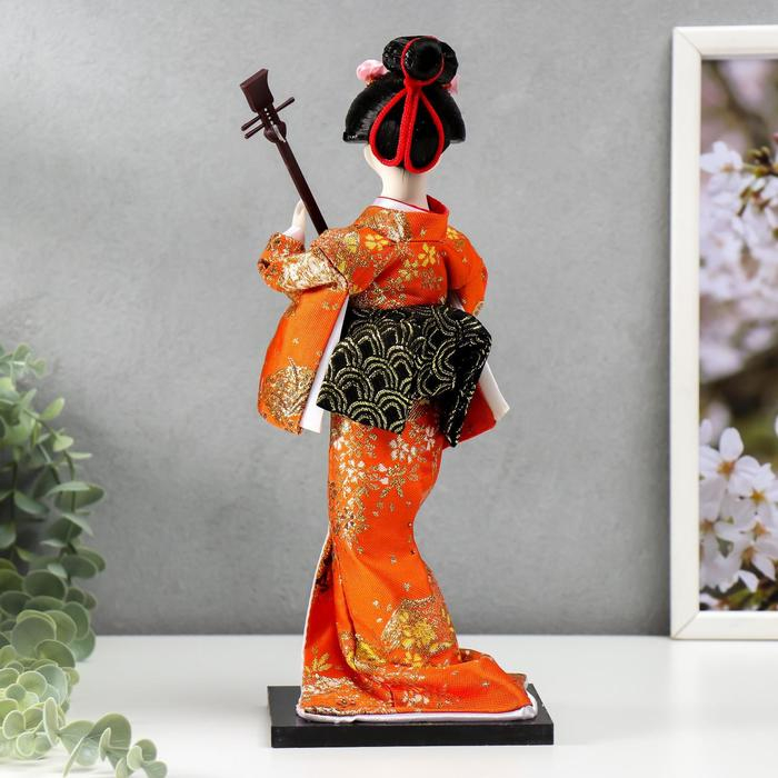 Кукла коллекционная "Гейша с музыкальным инструментом" 32х12,5х12,5 см