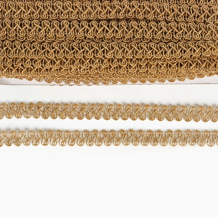 Тесьма &laquo;Завиток&raquo;, цвет золото, 1,5 см, намотка 25 метров