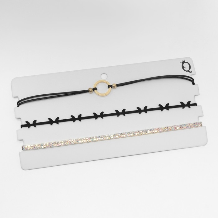 Чокер &laquo;Трио&raquo; бабочки (набор 3 шт.), цвет чёрно-золотой, 34 см