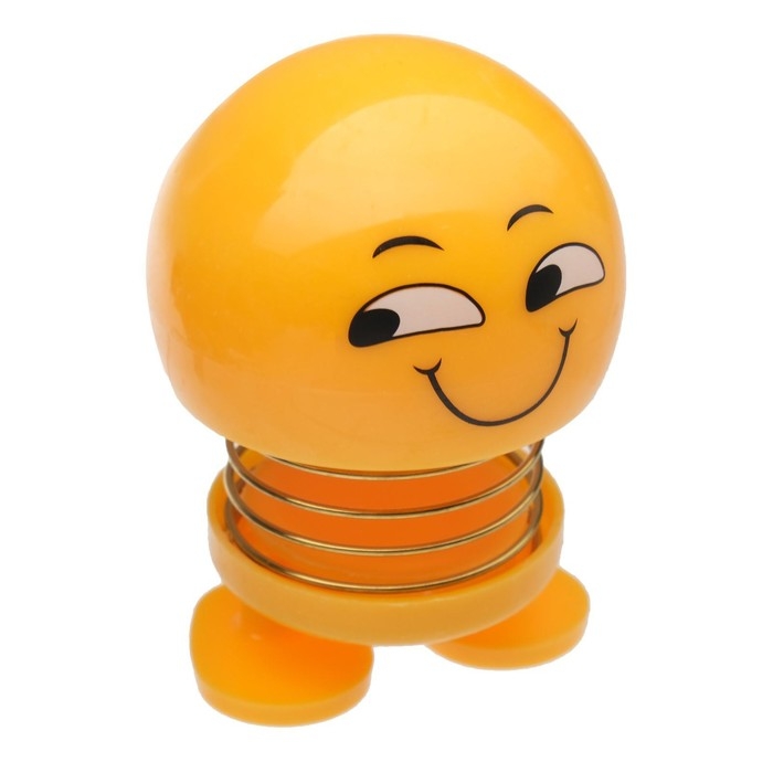 Смайл на пружинке, на панель в авто, улыбка, желтый Смайл на пружинке, на панель в авто, улыбка, желтый