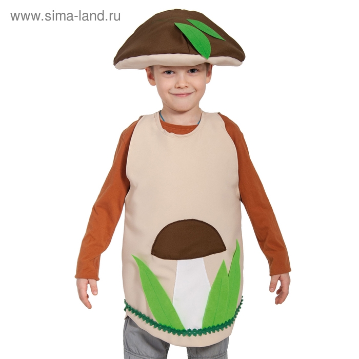 Карнавальный костюм &laquo;Гриб боровик&raquo;, текстиль, накидка, маска-шапочка, рост 98-128 см