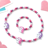 Набор детский &laquo;Выбражулька&raquo; 2 предмета: бусы, браслет, единорог, цветной