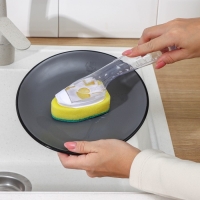 Губка для посуды Доляна, с ручкой дозатором, поролон, абразивное покрытие, 24&times;5,5&times;8 см