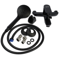 Смеситель для ванны ZEIN Z3852, однорычажный, душевой набор, лейка 5 режимов, черный