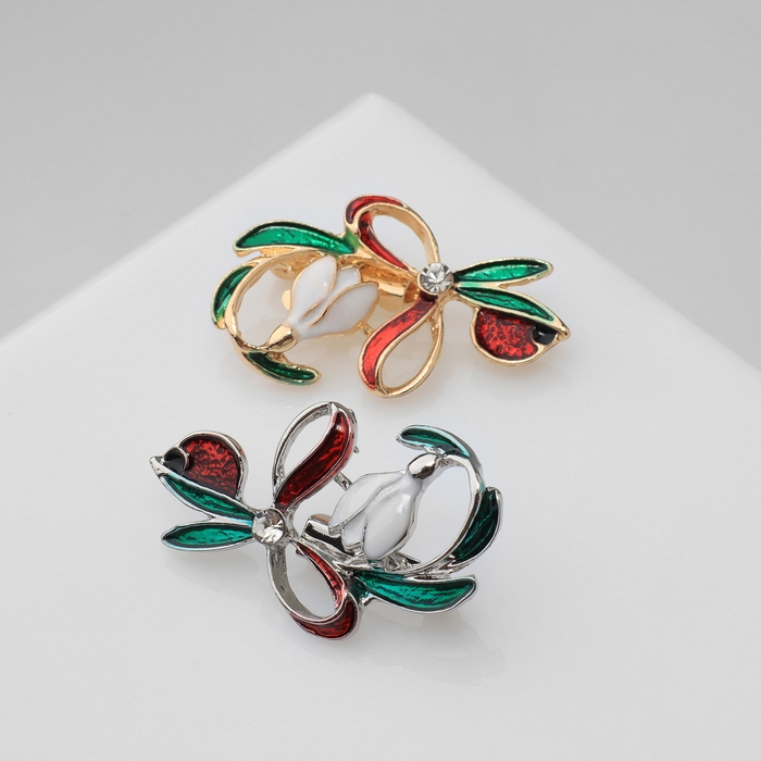 Брошь &laquo;Цветок&raquo; подснежник с бантиком, цвет МИКС (неделимая фасовка 12 шт., цена за шт.)