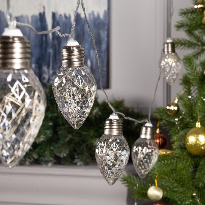 Гирлянда &laquo;Нить&raquo; 3 м с насадками &laquo;Лампочки шишки&raquo;, IP20, прозрачная нить, 80 LED, свечение белое, 8 режимов, 220 В