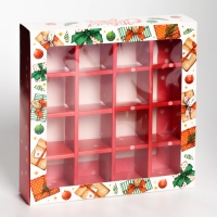 Новый год. Коробка под 16 конфет "Новогодние подарки", 17,7х17,7х3,8 см, кондитерская упаковка Новый год. Коробка под 16 конфет "Новогодние подарки", 17,7х17,7х3,8 см, кондитерская упаковка