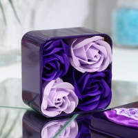 Мыльные розочки, фиолетовые и белые, набор 4 шт.