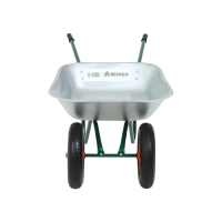 Тачка садовая, 2 пневмоколеса, груз/п 180 кг, объём 65 л, оцинкованный кузов 0,6 мм, Greengo