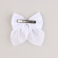 Бант для волос белый школьный «Фея» на заколке,11,3 х 12,6 см Бант для волос белый школьный «Фея» на заколке,11,3 х 12,6 см
