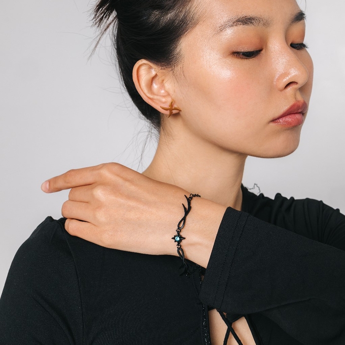 Браслет &laquo;Звезда дракона&raquo;, цвет синий в чёрном металле, 7 см