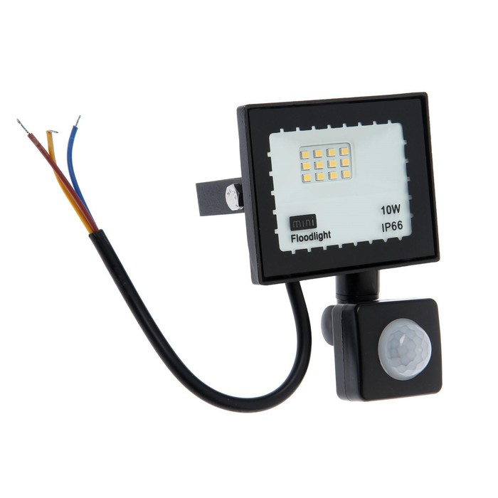 Прожектор светодиодный, 10 Вт, 900 Лм, 4000К, Датчик движения, IP66 Прожектор светодиодный, 10 Вт, 900 Лм, 4000К, Датчик движения, IP66