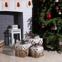 Светодиодная фигура &laquo;Белые плетёные подарки&raquo; 15, 20, 25 см, текстиль, металл, 220 В, свечение тёплое белое