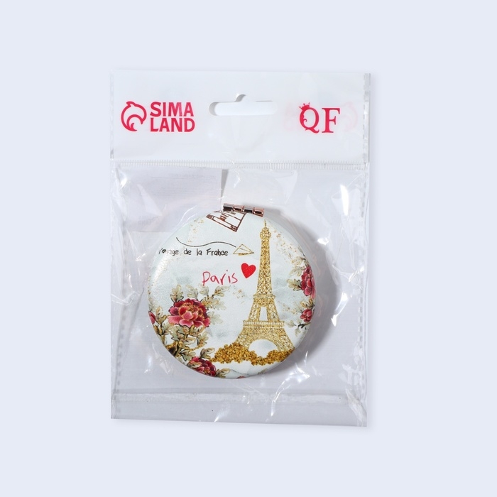 Зеркало складное &laquo;Париж&raquo;, d = 7,5 см, с увеличением, искусственная кожа, цвет золотистый