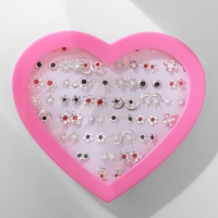 Пусеты в коробке 36 пар &laquo;Рисунки&raquo; трио, цвет МИКС в серебре