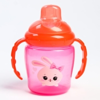 Поильник - непроливайка детский с мягким носиком &laquo;Зайка Полли&raquo;, 250 мл., с ручками, цвет розовый