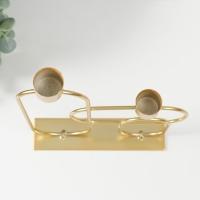 Подсвечник металл на 2 свечи "Геометрия. Плавные линии" золото d=2,3 см 4х17х23 см