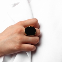 Кольцо &laquo;Стиль&raquo; массивный круг, цвет чёрный в чернёном золоте, 18 размер