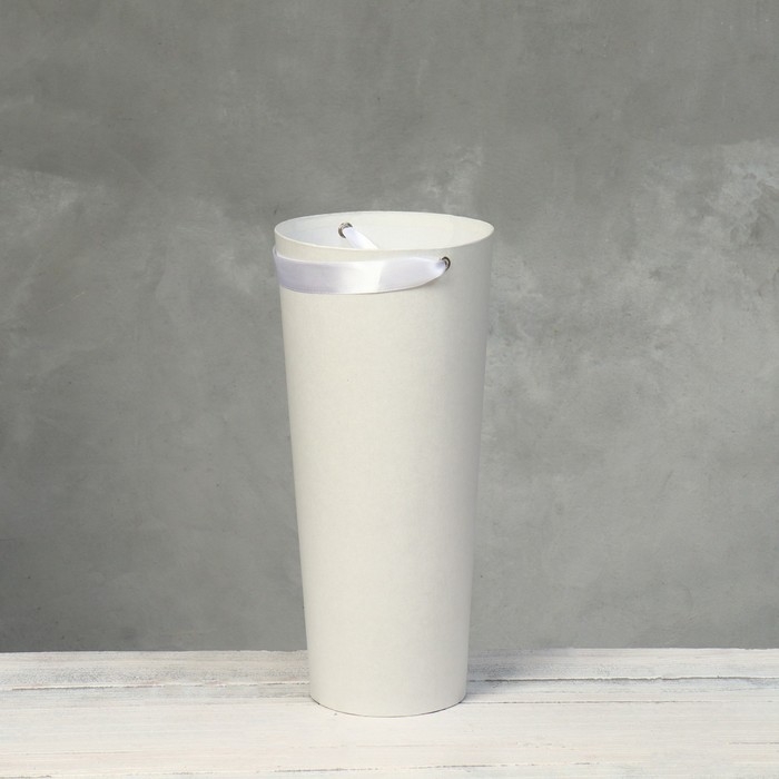 Переноска конус под цветы, белый 10 х 14 х 30 см