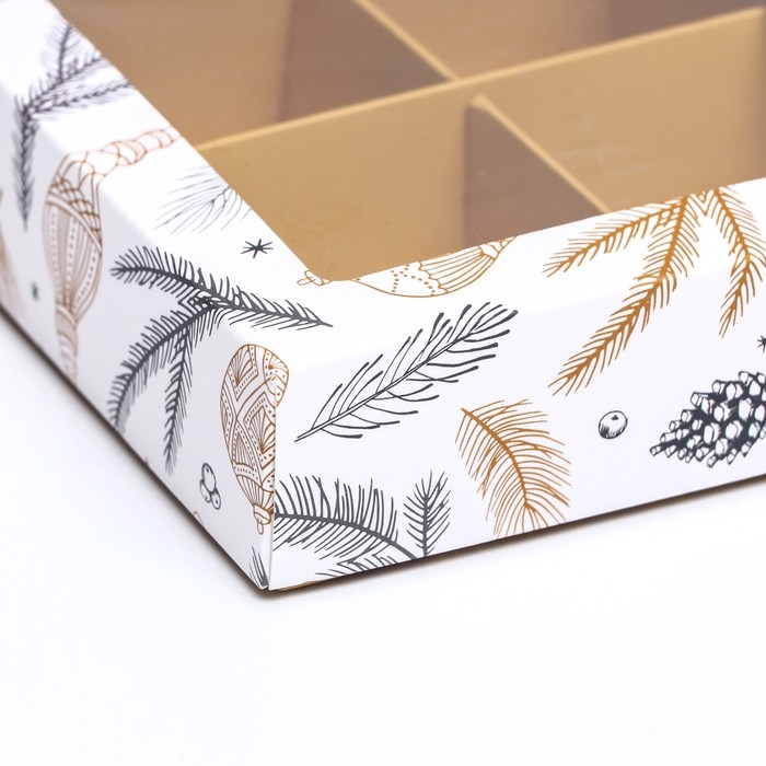 Новый год. Коробка под 4 конфеты, 12,6 х 12,6 х 3,5 Новый год. Коробка под 4 конфеты, 12,6 х 12,6 х 3,5 "Новогодние игрушки" , кондитерская упаковка