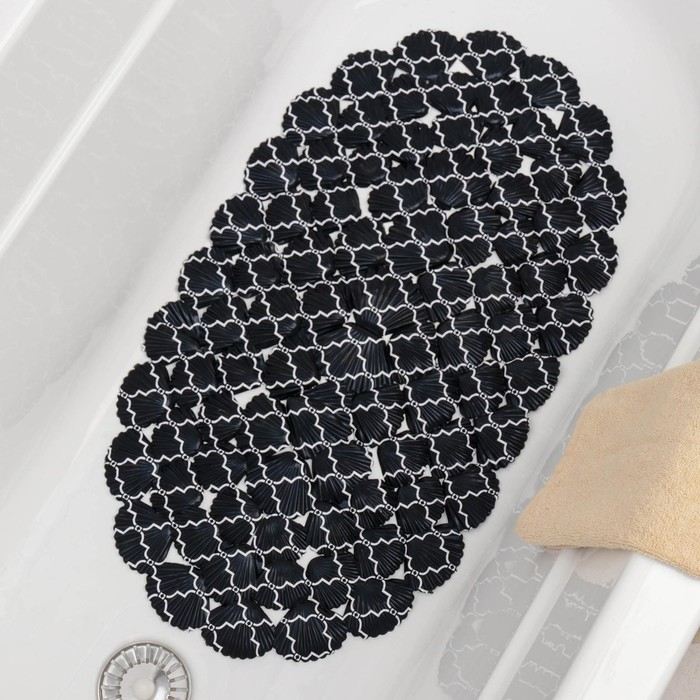 Коврик противоскользящий в ванну на присосках SAVANNA &laquo;Марокко&raquo;, 37&times;68 см, цвет чёрный