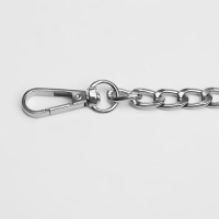 Цепочка для сумки, плоская, с карабинами, алюминиевая, 9 &times; 14 мм, 120 см, цвет серебряный