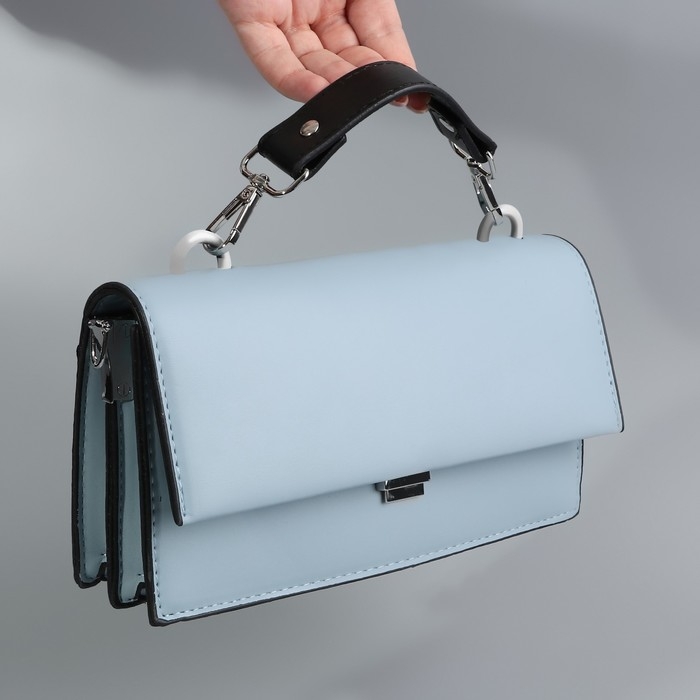 Ручка для сумки, с карабинами, 20 &plusmn; 1 см &times; 2,5 см, цвет чёрный/серебряный