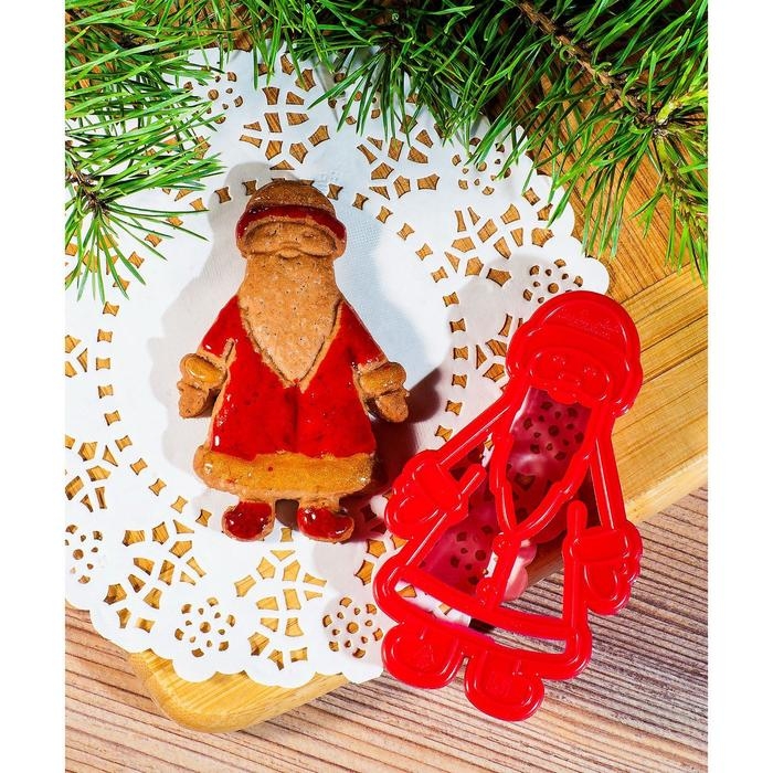 Форма для печенья &laquo;Дед Мороз&raquo;, вырубка, штамп, 10&times;6 см, цвет красный