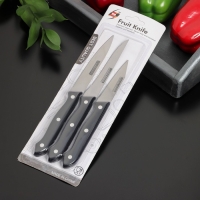 Набор кухонных ножей Доляна &laquo;Кулинарные изыски&raquo;, 3 шт, лезвие 8 см, 11 см, 11 см, цвет чёрный