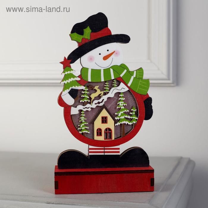 Светодиодная фигура «Снеговик» 13 × 24 × 5 см, дерево, батарейки АААх2 (не в комплекте), свечение тёплое белое Светодиодная фигура «Снеговик» 13 × 24 × 5 см, дерево, батарейки АААх2 (не в комплекте), свечение тёплое белое