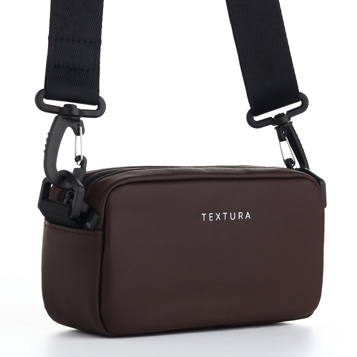 Сумка женская на молнии, TEXTURA, маленький размер, длинный ремень, цвет коричневый