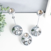 Подсвечник металл "Капля" набор 3 шт серебро 8,5х8,5х15;8,5х8,5х32 см